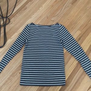 Boatneck GAP Grey/White Striped Fitted Longsleeve